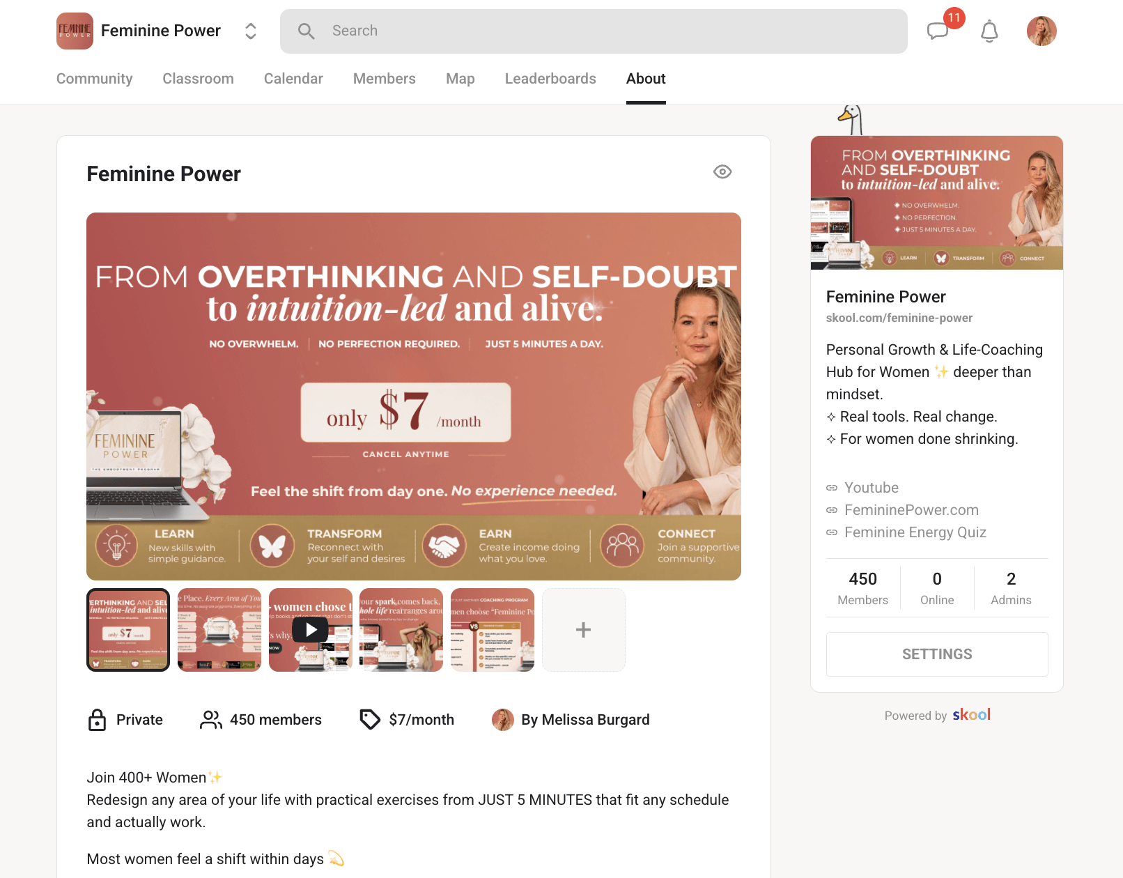 Feminine Power on Skool — join page